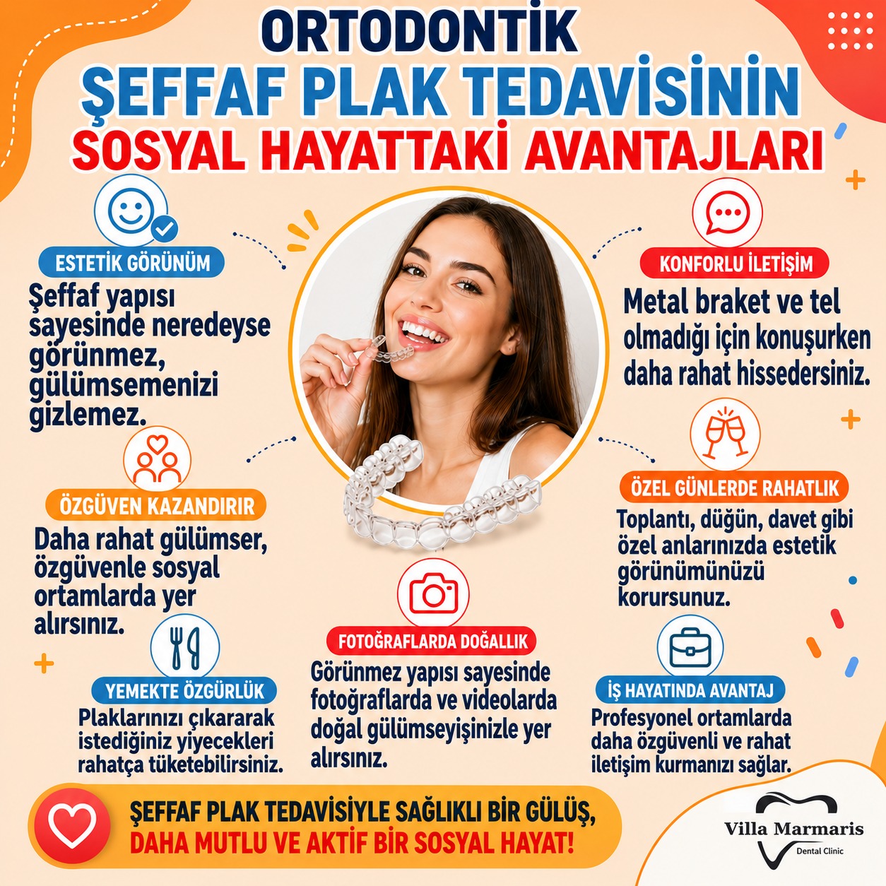 Şeffaf plak tedavisinin sosyal avantajları